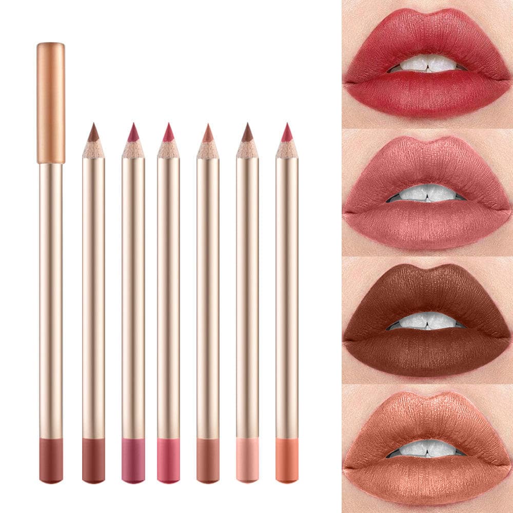 Lilywild Wholesale Luxury Gold Dark Brown Private Label Peel Off Transfer Proof Vegan Waterproof Smooth Creamy Custom Lip Liners - Image 4