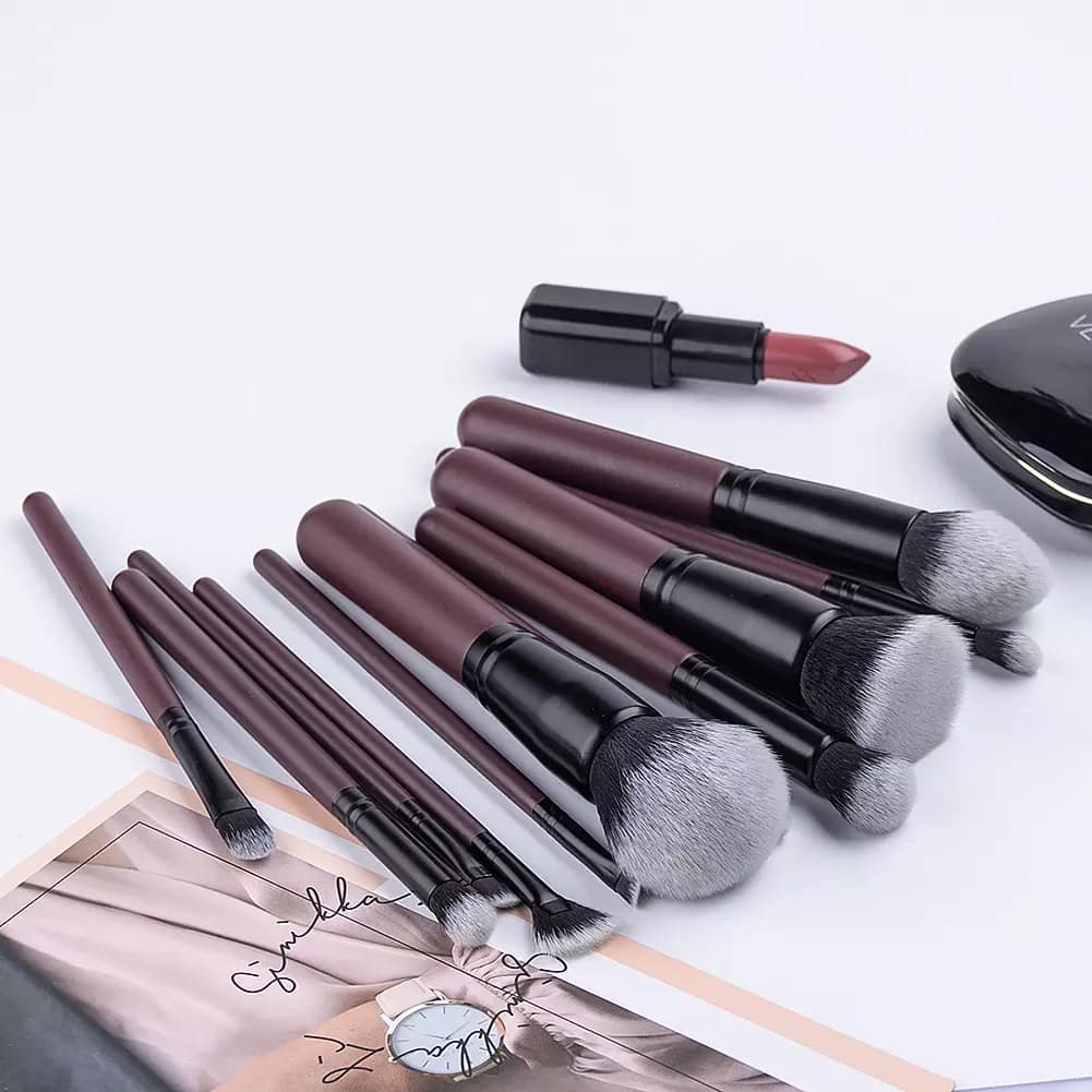 Wholesale Makeup Brush Private Label 11pcs Face Eye Soft Dense Synthetic Hair Wood Handle Makeup Brushes Set - Image 7