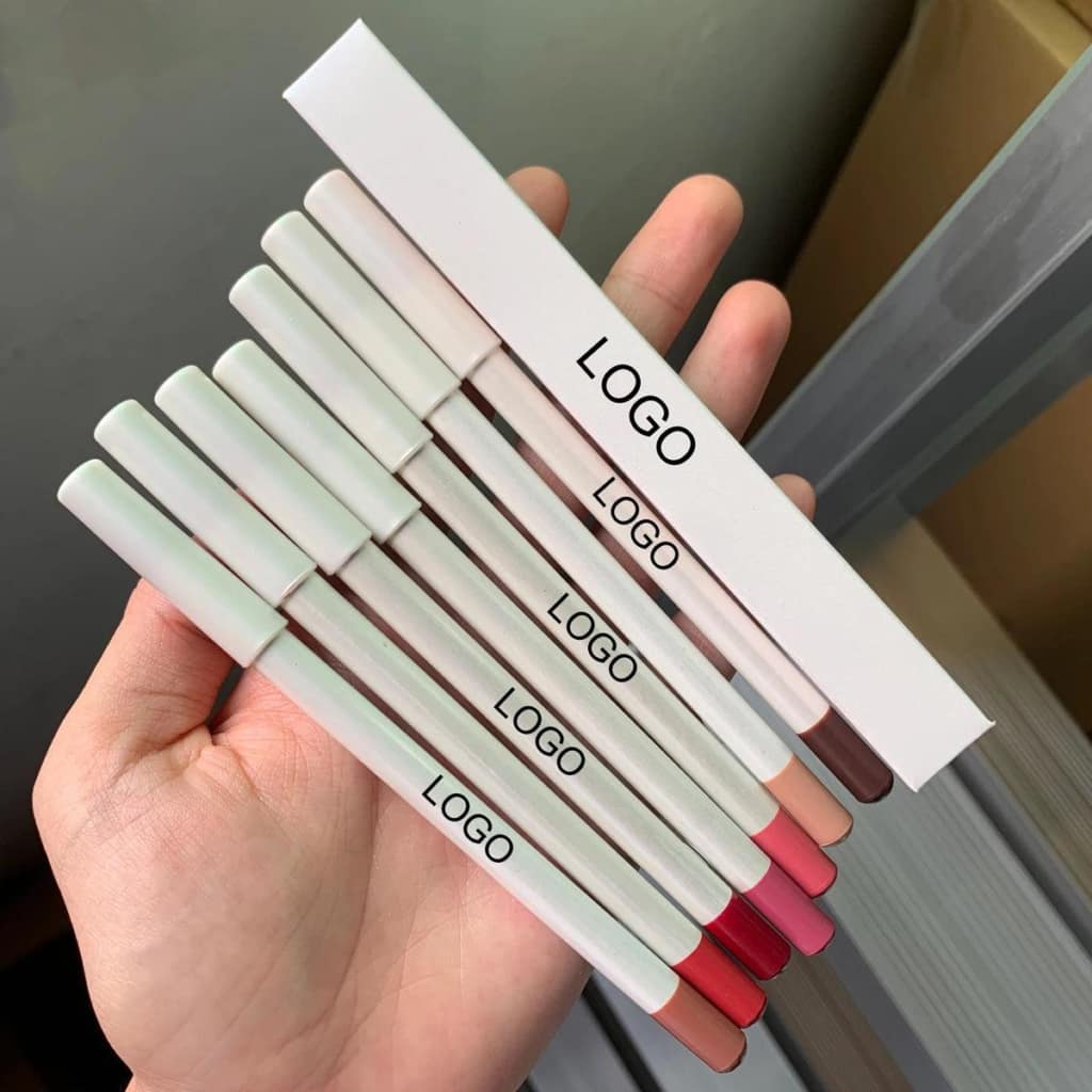 Private label waterproof lip liner packaging and OEM cosmetic branding lineup for wholesale beauty manufacturers.