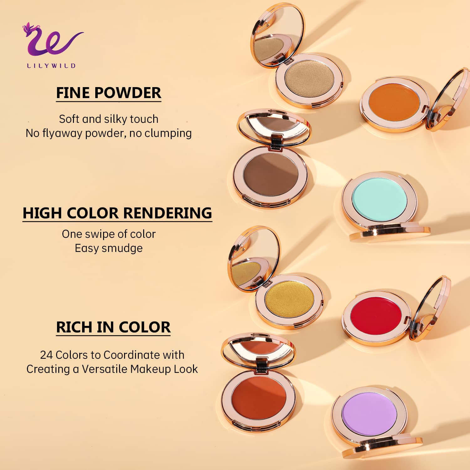 Lilywild New Make up Products Blush Organic High Quality Single Orange High Pigmented Face Powder Blush