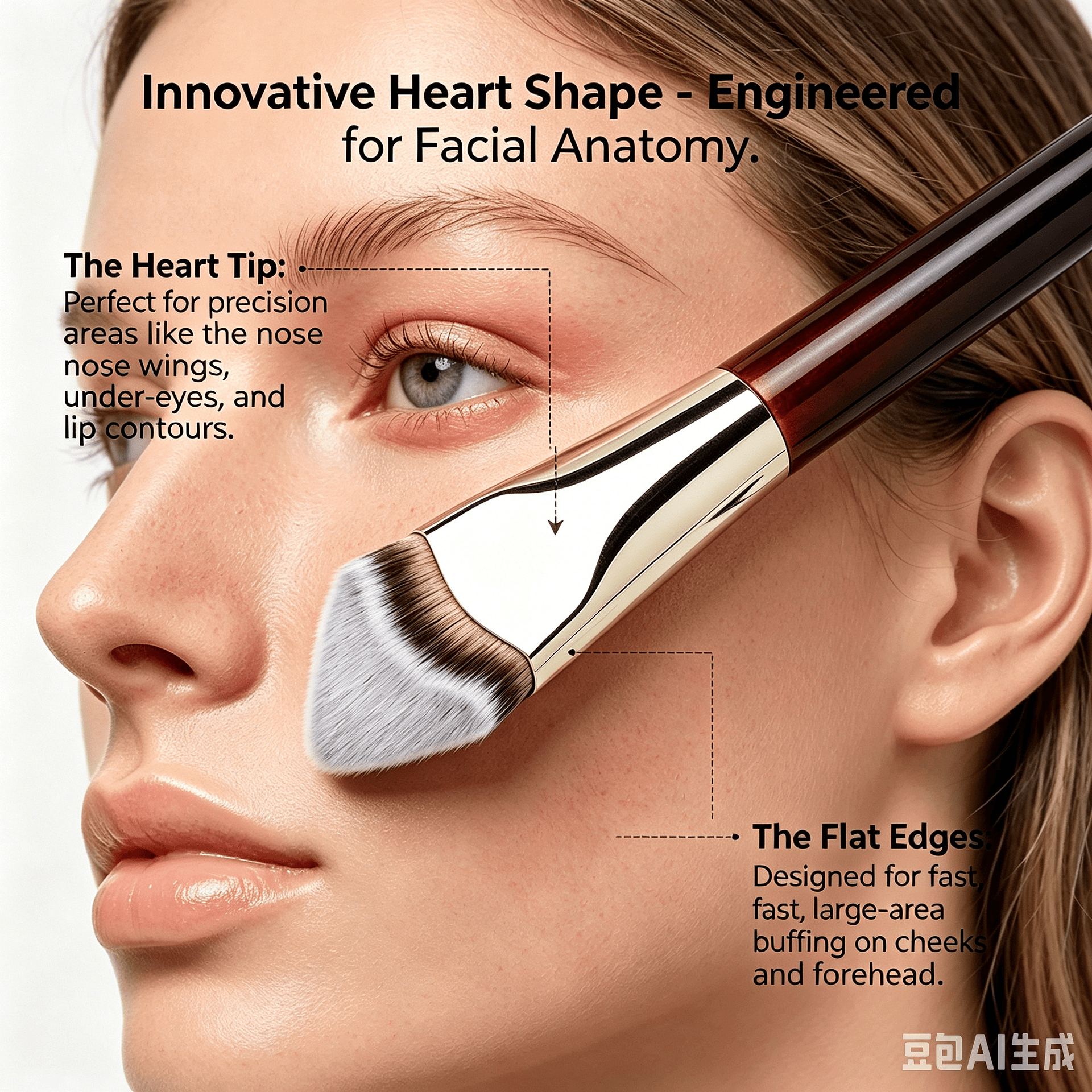 Lilywild Private Label High Density Heart-Shaped Contour Brush Seamless Blending Tool for 3D Face Makeup OEM/ODM Service - Image 7