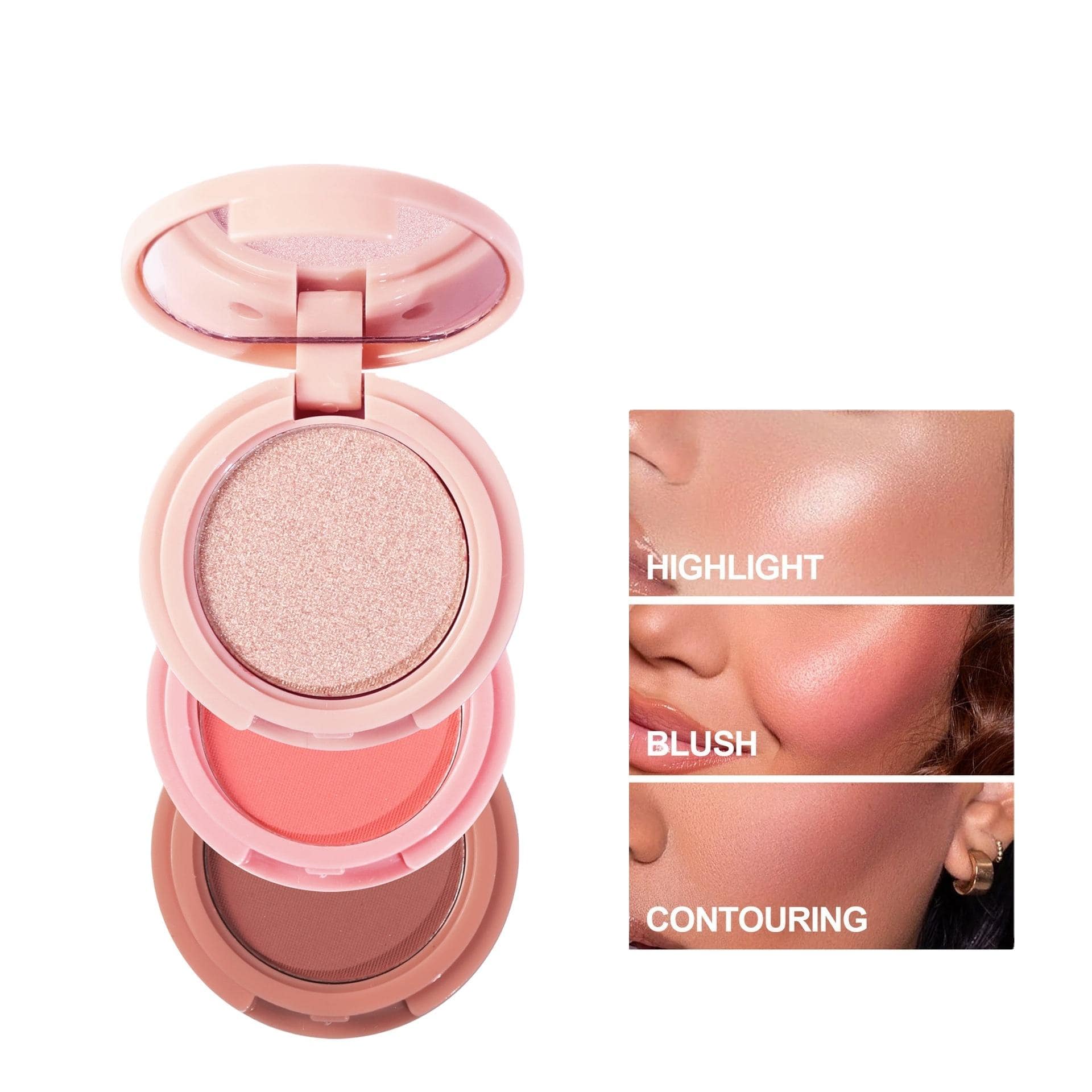 High Pigment 3 in 1 Pressed Powder Vegan Glitter Eyeshadow Mini Easy to Carry Shimmer 3 Pan Eyeshadow Palette - Image 4