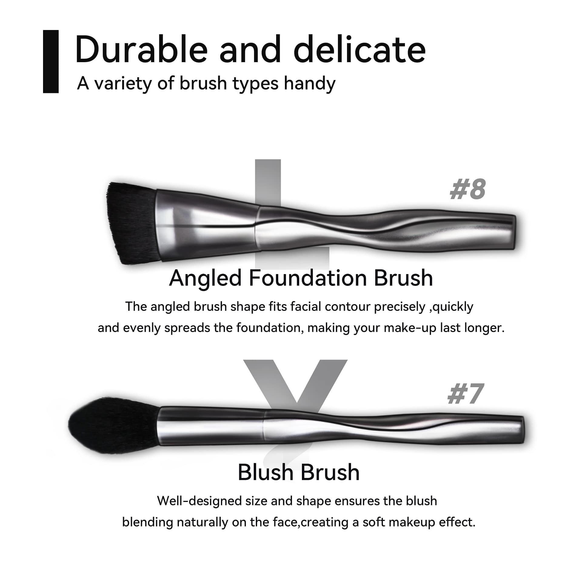 Luxury Complete 8 Pieces Professional Makeup Brush Set Private Label Custom Logo Blue Make up Brushes With Brass Ferrule - Image 5