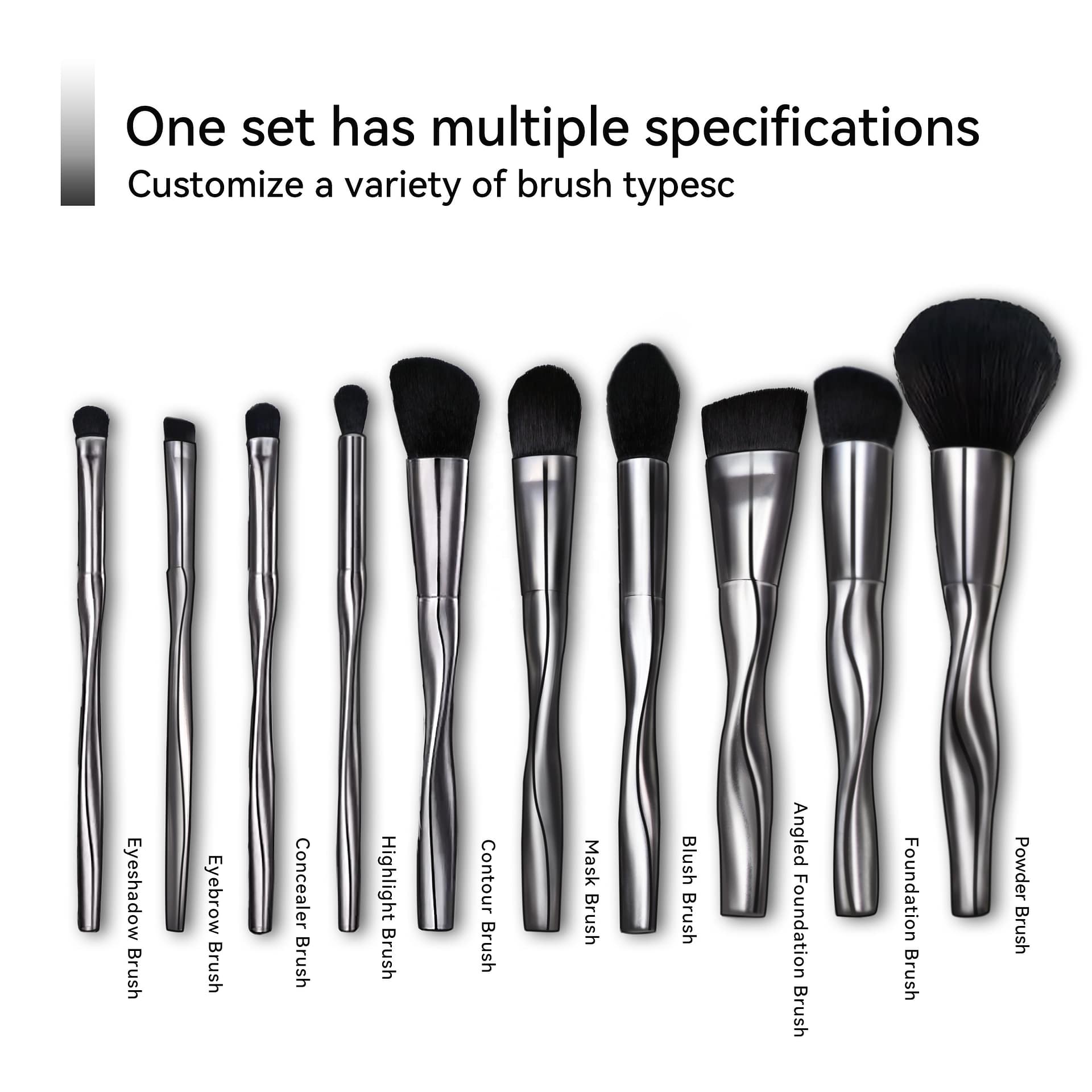 Nuoyou High Quality 10 Piece Professional Makeup Brush Set Full Face Kit Angular Blush Synthetic Hair for Foundation and Eyes