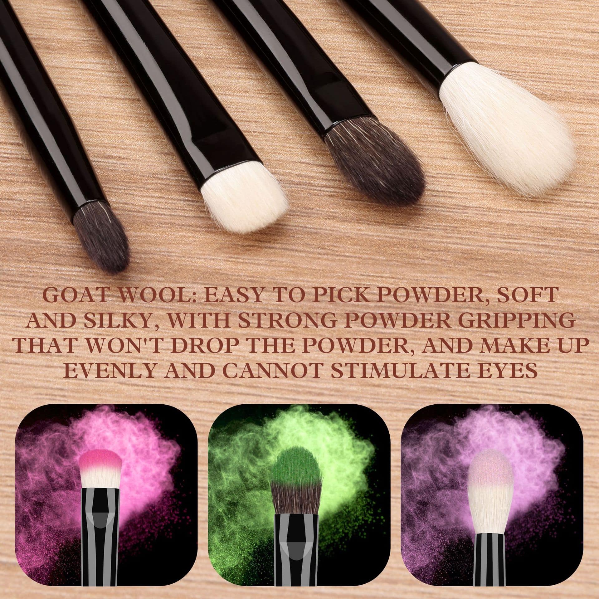 Privatel Label Black Wooden Fluffy Eye Shadow Detail Precision Makeup Brushes Small Perfect Dense Blending Brush Eyeshadow - Image 2