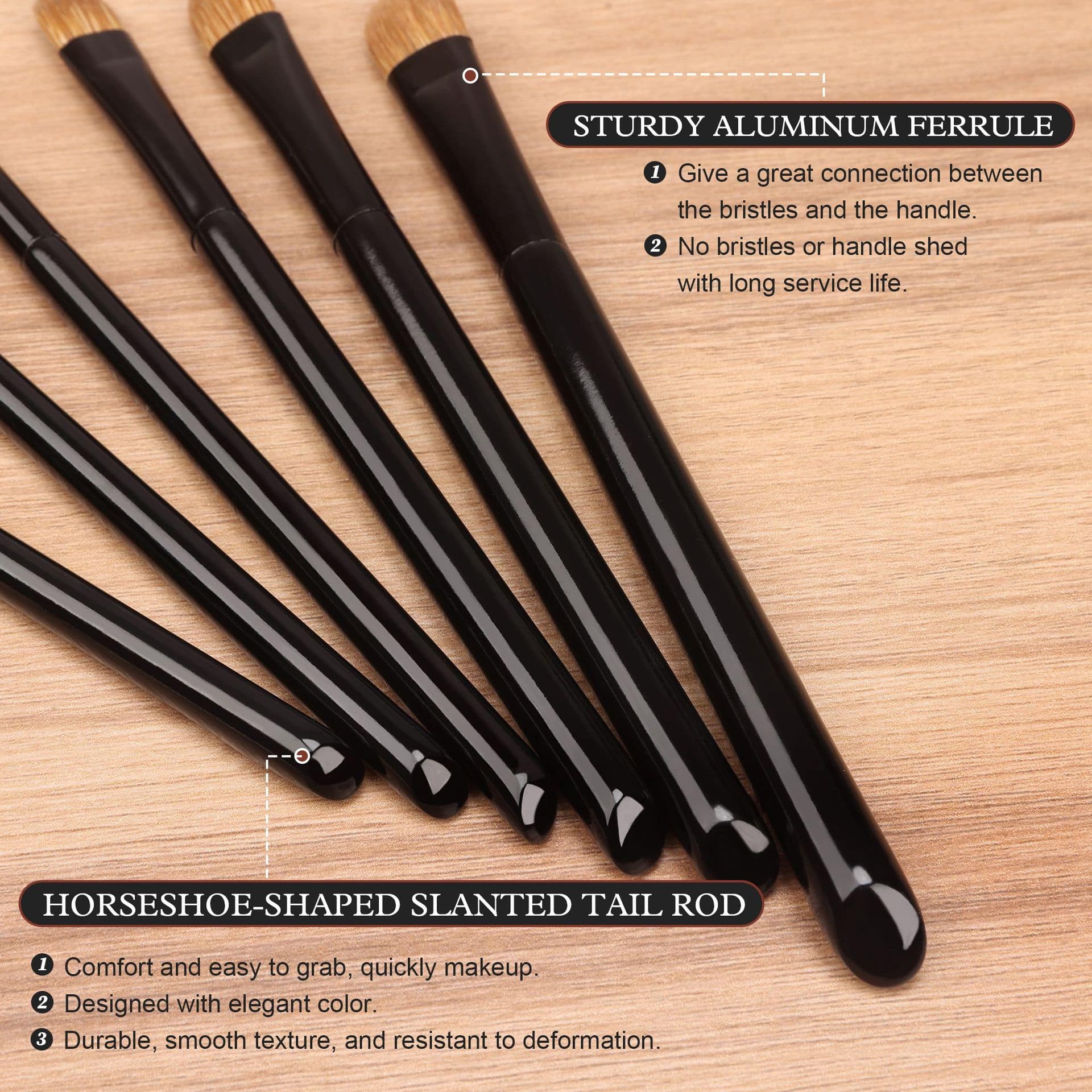 Black Eye Liner Natural Hair Makeup Blending Brushes Custom Small ultra Fine Thin Eyeshadow Brush Wood Handle OEM Brand Private - Image 4