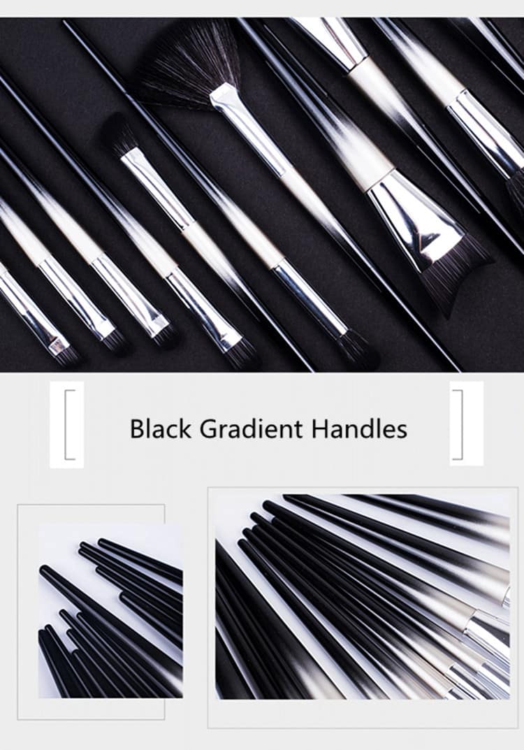 12pcs Gradient Color Vegan Whole Black Makeup Brushes Professional Makeup Brush Sets Custom Branding - Image 7
