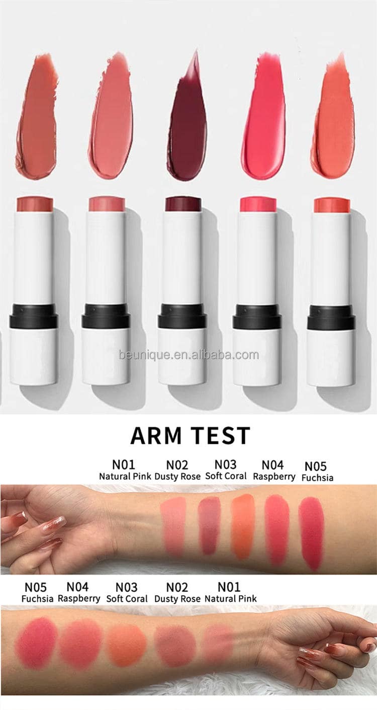 Lilywild Double Head Blush Sticks 3 in 1 Cheek Blush Lip Tint Eye Shadow Makeup Cream Blush Stick With Brush - Image 4