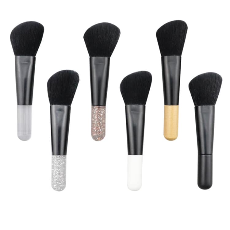 Private Label Vegan Eco Travel Portable Contour Angle Brush Makeup Small Black Wooden Clear Handle Single Mini Blush Brush - Image 6