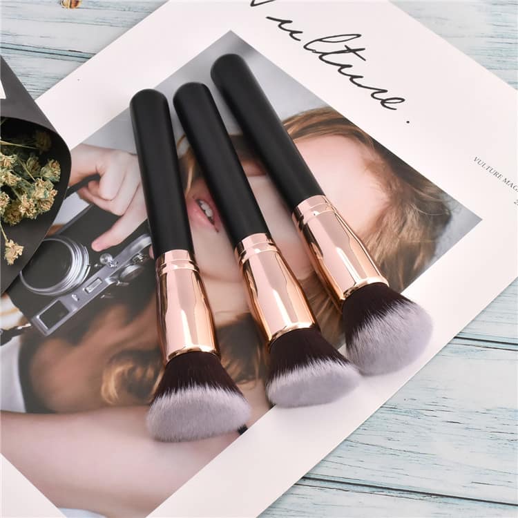 Private Label Big Round Powder Foundation Makeup Brush Blending Flat Foundation Buffer Brush Custom Logo
