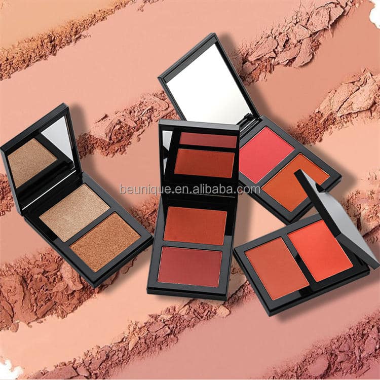 Private Label Mineral Compact Powder Blush Mirror Portable Makeup Case 2-in-1 Face Contouring Matte Finish 8g MSDS Certified - Image 2