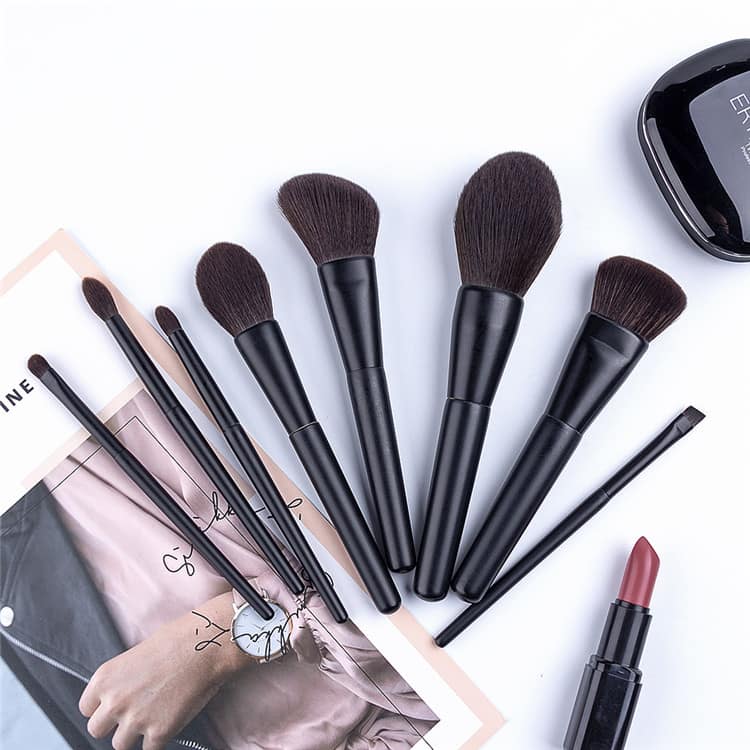8 Pcs OEM Cosmetic Make up Brushes Private Label Wholesale Customized Matte Black Makeup Brushes