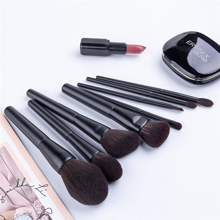 8 Pcs OEM Cosmetic Make up Brushes Private Label Wholesale Customized Matte Black Makeup Brushes - Image 7