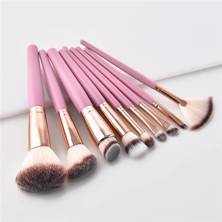 9pcs Pink and Gold Makeup Brush Sets Hot Makeup Brushes Pink Private Label Custom Packaging - Image 3