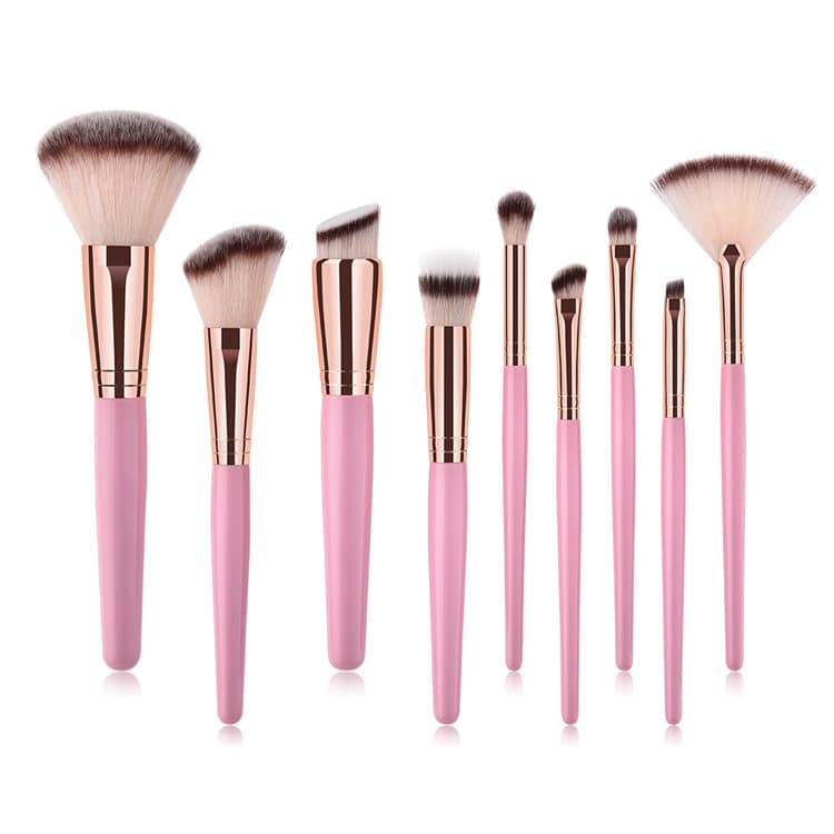 9pcs Pink and Gold Makeup Brush Sets Hot Makeup Brushes Pink Private Label Custom Packaging - Image 4