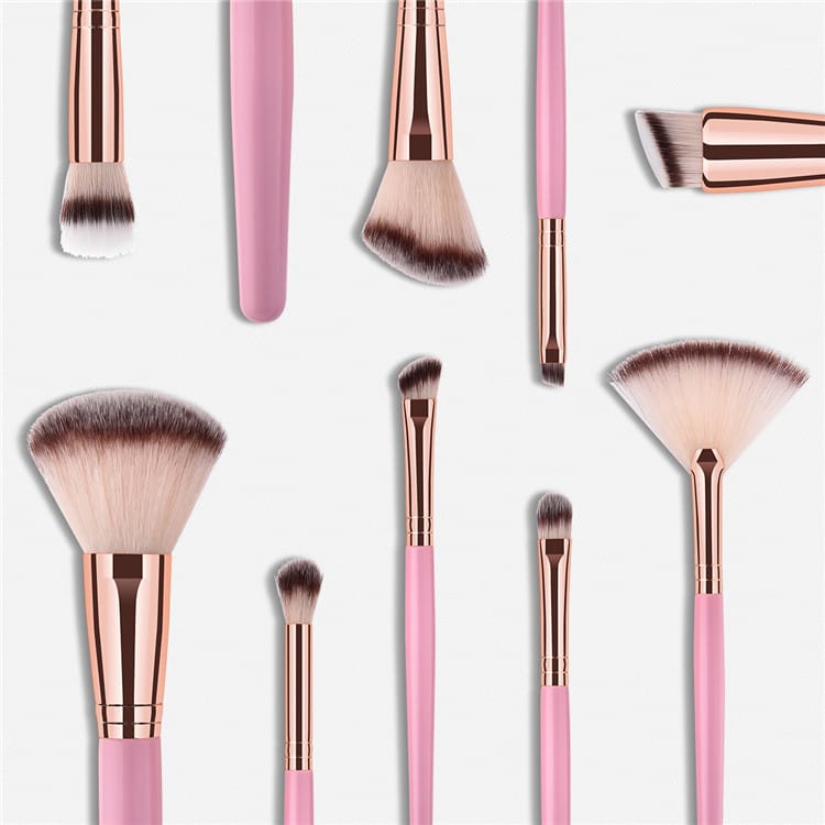 9pcs Pink and Gold Makeup Brush Sets Hot Makeup Brushes Pink Private Label Custom Packaging - Image 5