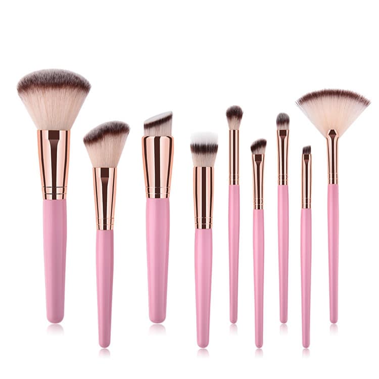 9pcs Pink and Gold Makeup Brush Sets Hot Makeup Brushes Pink Private Label Custom Packaging - Image 7