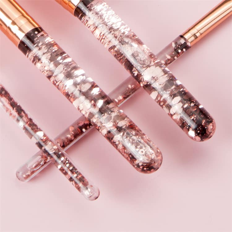 Luxury 10 Pcs Crystal Brushes Transparent Rose Gold Green Diamond Handle Makeup Brush Set - Image 2