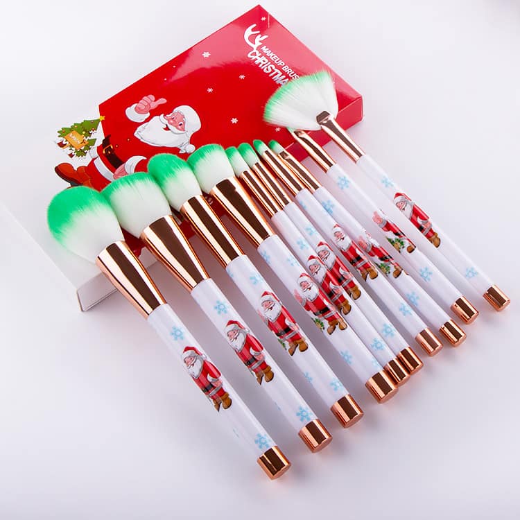 Private Label 10pcs Makeup Brush Christmas Gift Pro Good Quality Custom Makeup Brush Set 10 Pcs - Image 3