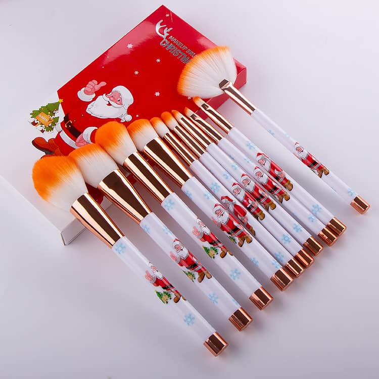 Private Label 10pcs Makeup Brush Christmas Gift Pro Good Quality Custom Makeup Brush Set 10 Pcs - Image 4