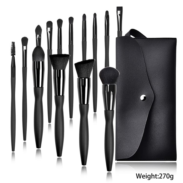 Best Selling 14pcs OEM Black Makeup Brush Set Black Diamond With PU Bag or Gift Box Cylinder Package - Image 7