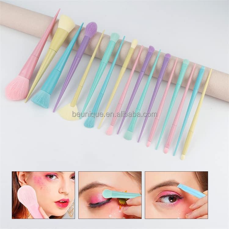 Lilywild New Products 5 Stars Reviews 17 Pcs Neon Makeup Brush Set Free Sample Custom Logo No Logo Colorful Makeup Brushes - Image 4