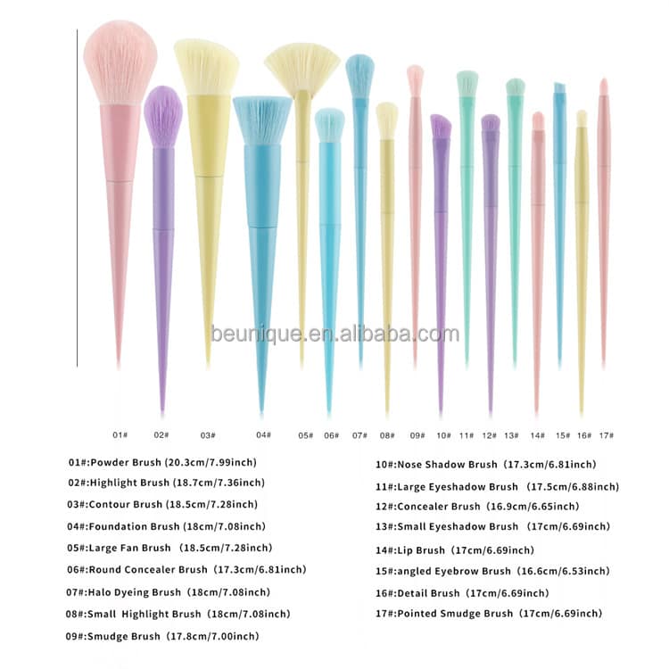Lilywild New Products 5 Stars Reviews 17 Pcs Neon Makeup Brush Set Free Sample Custom Logo No Logo Colorful Makeup Brushes - Image 5