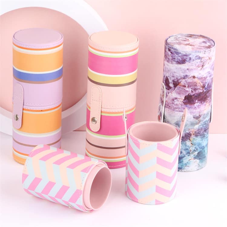Custom Multi Color Makeup Brush Travel Holder Cute Cylinder Case Stand up Dustproof Cute Makeup Brush Holder Lid - Image 2