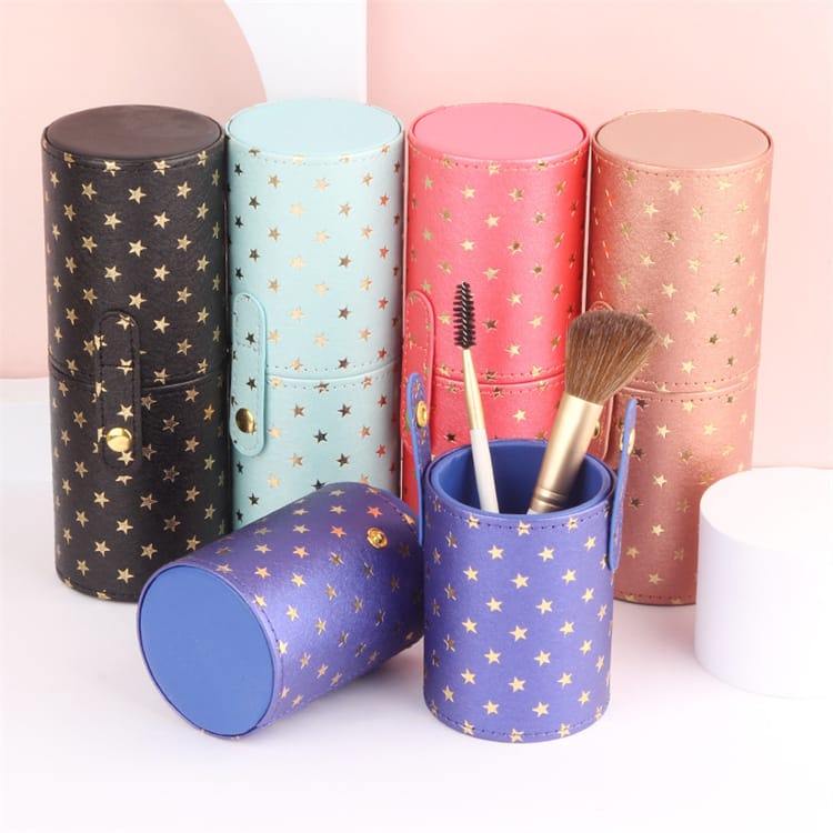 Custom Multi Color Makeup Brush Travel Holder Cute Cylinder Case Stand up Dustproof Cute Makeup Brush Holder Lid