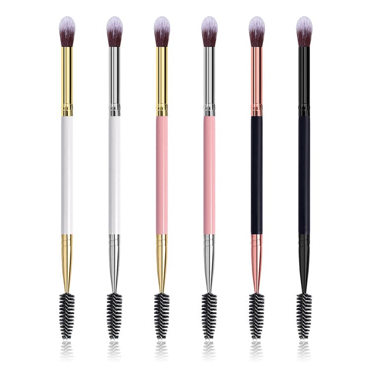 Reusable Eco Friendly Black Wooden Double Ended Cleaning Brush Wholesale Pink Lash Extensions Eyelash Spoolie Brush With Spoolie