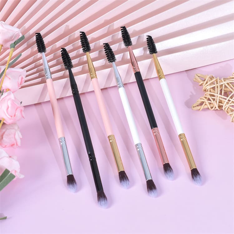 Reusable Eco Friendly Black Wooden Double Ended Cleaning Brush Wholesale Pink Lash Extensions Eyelash Spoolie Brush With Spoolie - Image 3