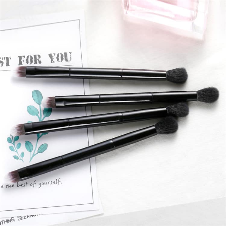 Single Black Foundation Brush Double Sided Fluffy Blending Eyeshadow Brush Makeup Private Label Nose Blending Eye Shadow Brush - Image 4