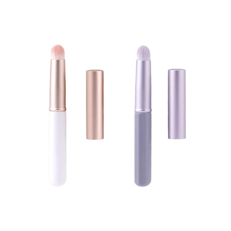 Small Luxury Tube Pink Purple Wood Make up Blending Lip Scrub Applicator Brush Round Custom Soft Makeup Lip Smudge Brush for Lip - Image 2