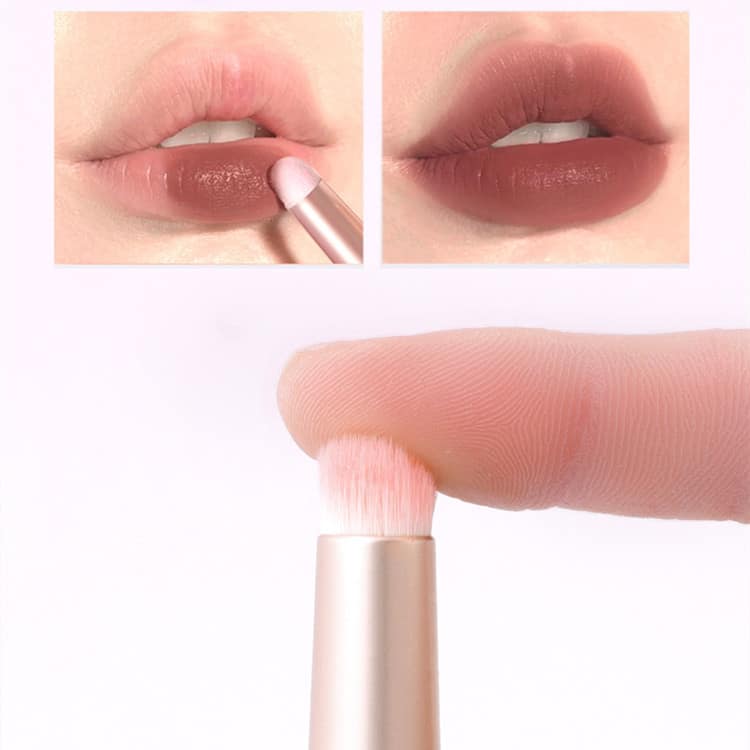 Small Luxury Tube Pink Purple Wood Make up Blending Lip Scrub Applicator Brush Round Custom Soft Makeup Lip Smudge Brush for Lip - Image 3