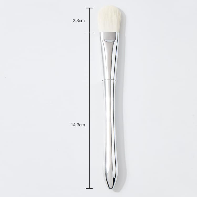 New Design Nice Soft Vegan White Silver Plastic Fan Clay Face Mask Brush Foundation Applicator Logo Custom-Facial-Mask-Brush - Image 7