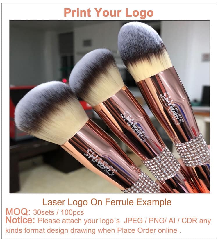 Private Label Custom Vegan Makeup Brush Set Luxury Professional Make up Brushes Rose Gold - Image 4