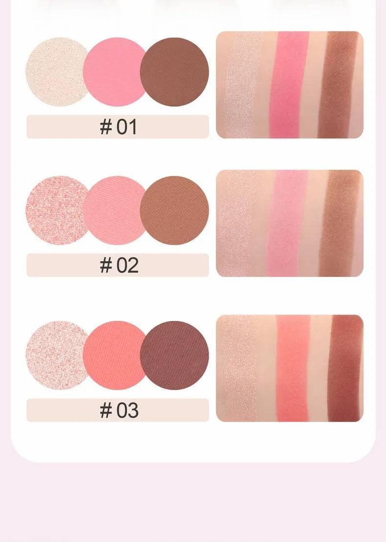 High Pigment 3 in 1 Pressed Powder Vegan Glitter Eyeshadow Mini Easy to Carry Shimmer 3 Pan Eyeshadow Palette - Image 6