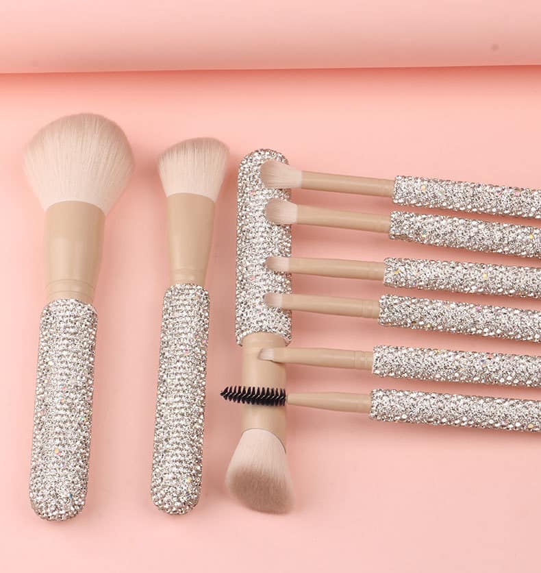 Lilywild Custom Logo 9 Pcs Diamond Vegan Makeup Brush Foundation Brush Synthetic Hair Brochas De Maquillaje Makeup Brush Set - Image 6
