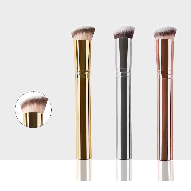 Lilywild Luxury Rose Gold Metal Soft Angled Liquid Foundation Make up Brush Kabuki Single Custom Makeup New Foundation Brush