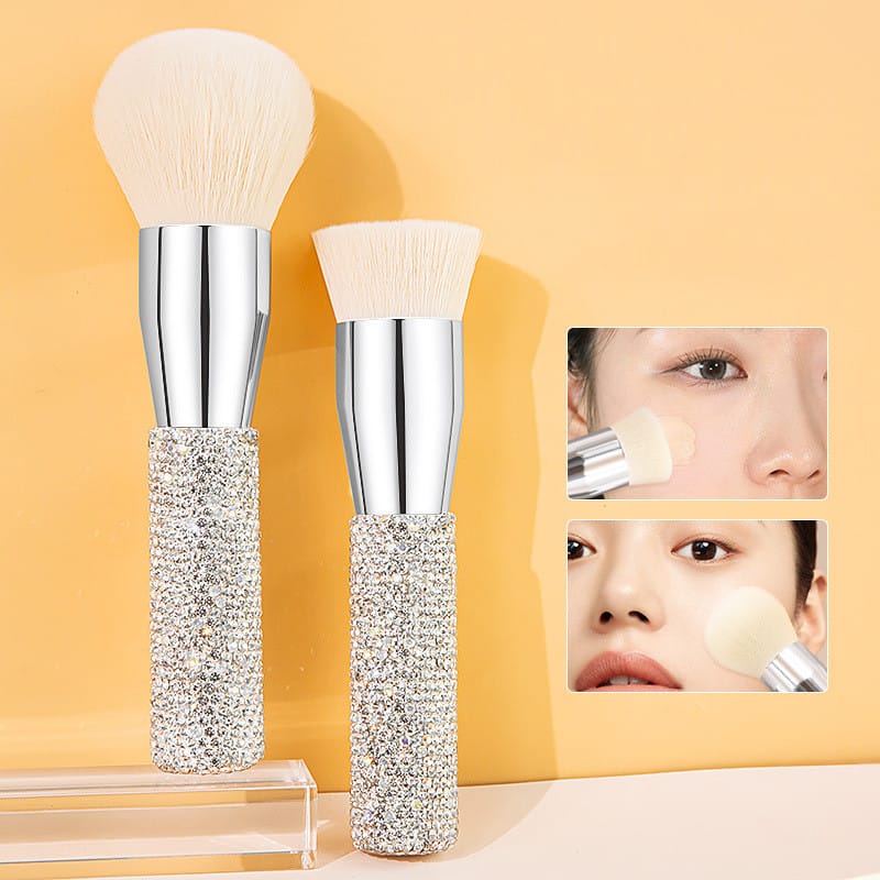 Lilywild New Wholesale Private Label Custom Logo Luxury Foundation Makeup Brush Large Diamond Setting Powder Brushes for Makeup