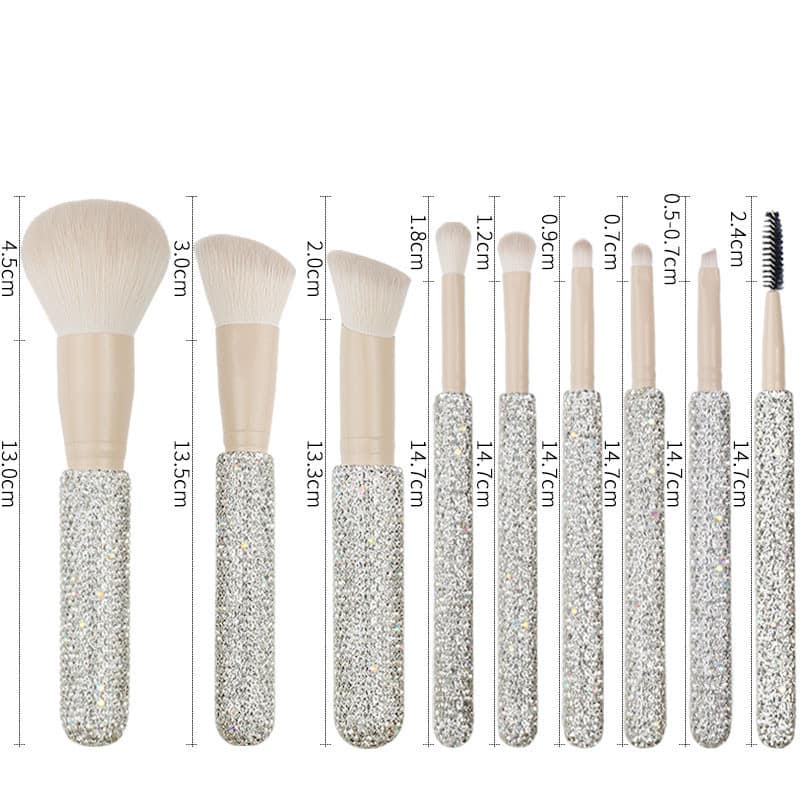 Lilywild Custom Logo 9 Pcs Diamond Vegan Makeup Brush Foundation Brush Synthetic Hair Brochas De Maquillaje Makeup Brush Set - Image 2