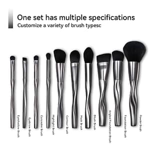 Nuoyou High Quality 10 Piece Professional Makeup Brush Set Full Face Kit Angular Blush Synthetic Hair for Foundation and Eyes